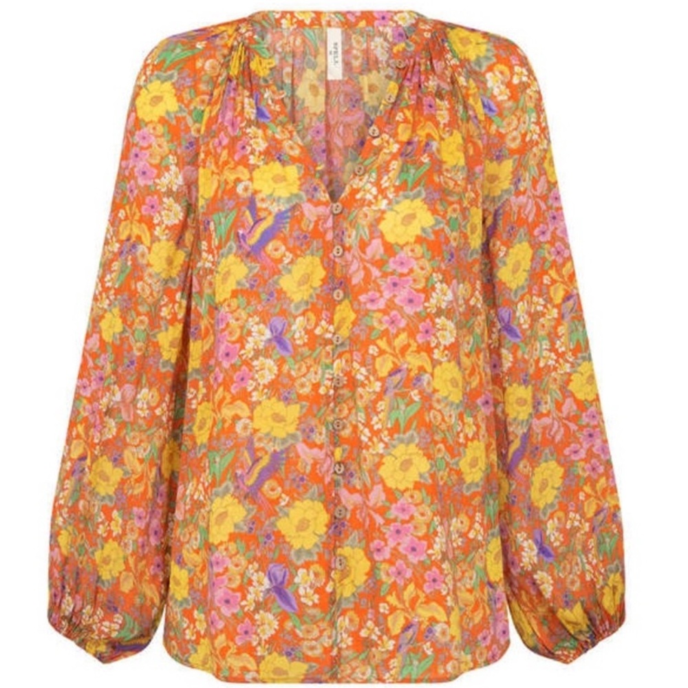 Spell Last Drinks orange red floral top